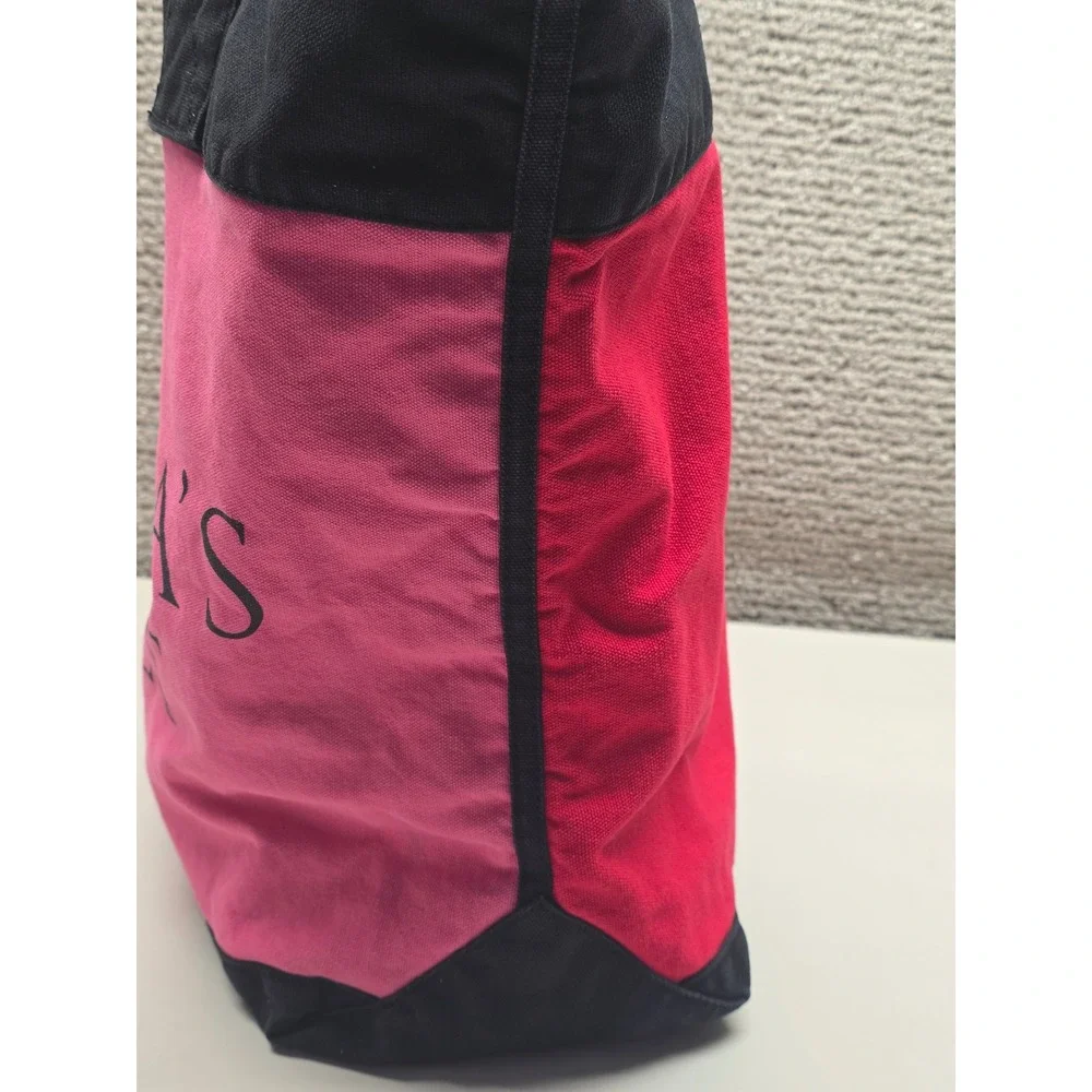 Victorias Secret Canvas Tote Bag Pink Red Black Logo Colorblock Large Handbag